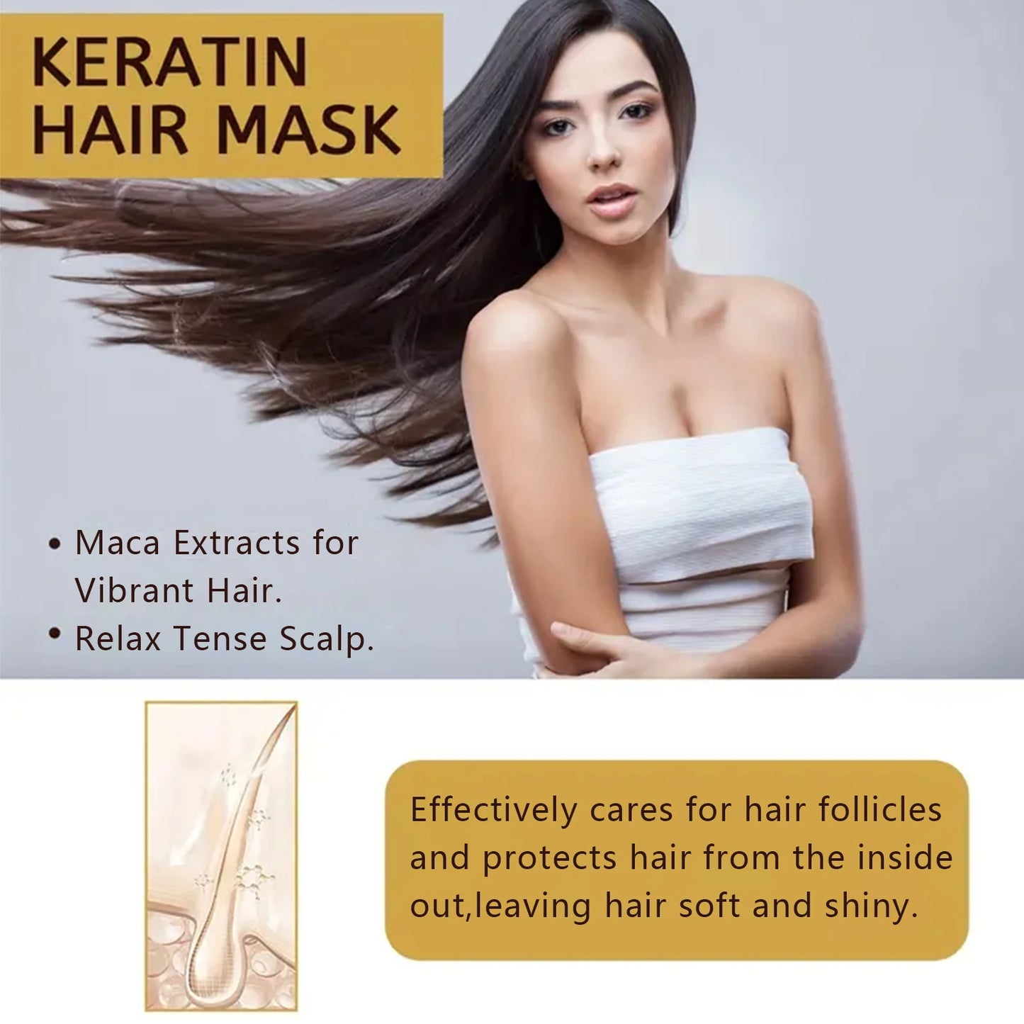 Máscara de cabelo de queratina mágica 5 segundos reparação rápida danificado cabelo crespo macio suave brilhante alisamento hidratação profunda cuidados com o cabelo ✨🌟
