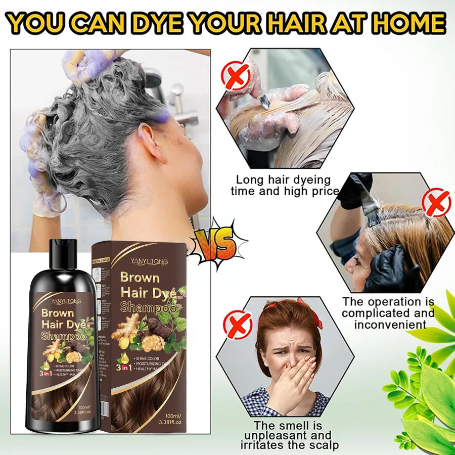 Shampoo 3 em 1 com tratamento colorido de cúrcuma, shampoo nutritivo com tratamento colorido, fórmula suave, à base de plantas, bege claro✨🌱