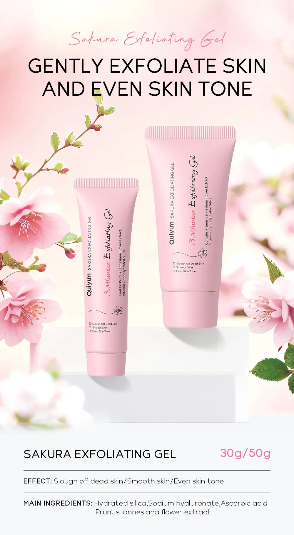 Sakura esfoliante peeling gel esfoliante facial hidratante nutritivo reparação esfoliante creme facial beleza cuidados com a pele 30g/50g