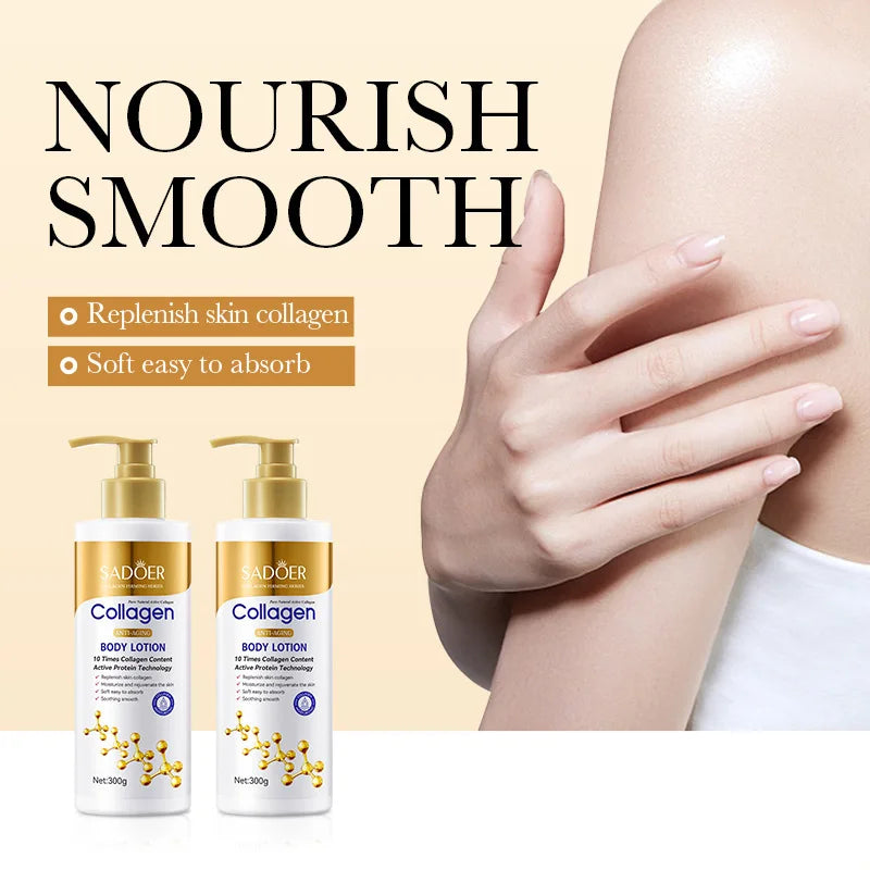 Loção Corporal de Colágeno para Firmeza e Hidratação - Hidratante Intenso Pele Antienvelhecimento para Pele Seca e Flacidez, Nutrição 300g/pc✨🌟