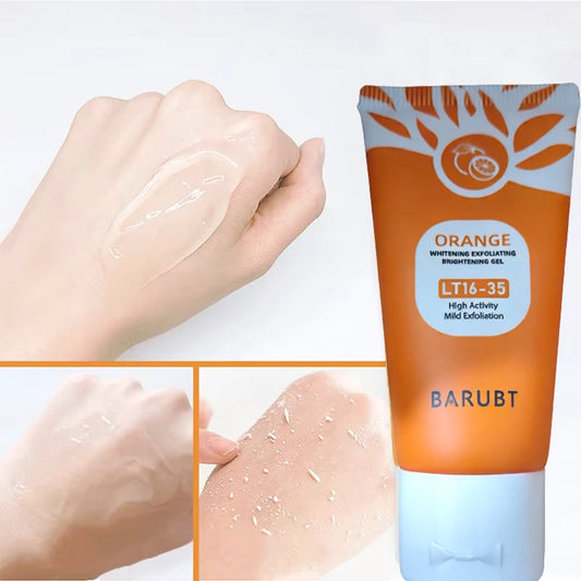 50g laranja esfoliante gel para o corpo facial suave laranja facial esfoliante corpo gel de limpeza removedor de pele morta esfrega limpeza da pele✨🧡