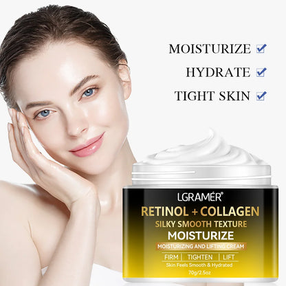 LGRAMER Creme Hidratante de Colágeno Antienvelhecimento, Clareamento de Manchas e Rugas para Manter Sua Pele Forte e Hidratação Delicada