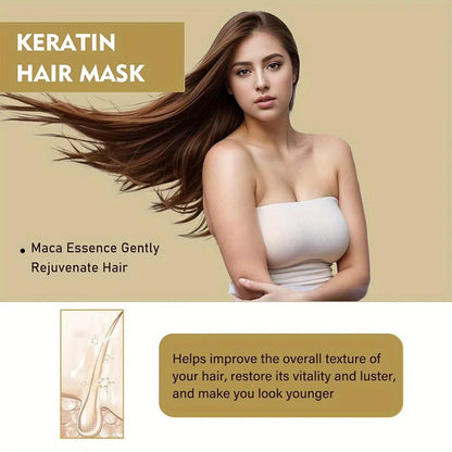 Máscara capilar de queratina de colágeno GZE - Condicionamento profundo para cabelos secos - Infundido com óleo de argan, óleo de coco e manteiga de karité✨