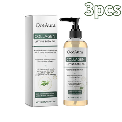Óleo corporal firmador de colágeno, hidratação profunda, hidratante firmador, braço, barriga e excesso de gordura, óleo essencial de massagem para pele de corpo inteiro, 100ml ✨