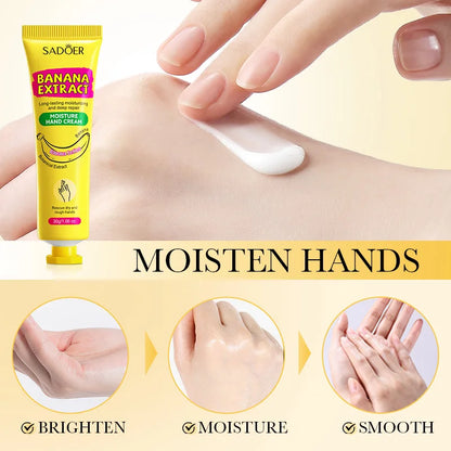 3/5 unidades de Creme para Mãos SADOER Banana Anti-Ressecamento Rachaduras Hidratante Iluminador Reparador para Cuidados com a Pele das Mãos