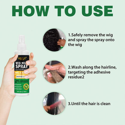 Spray hidratante para perucas de cabelo sintético, 100ml. Previne o frizz. Condicionador sem enxágue para perucas macias e brilhantes