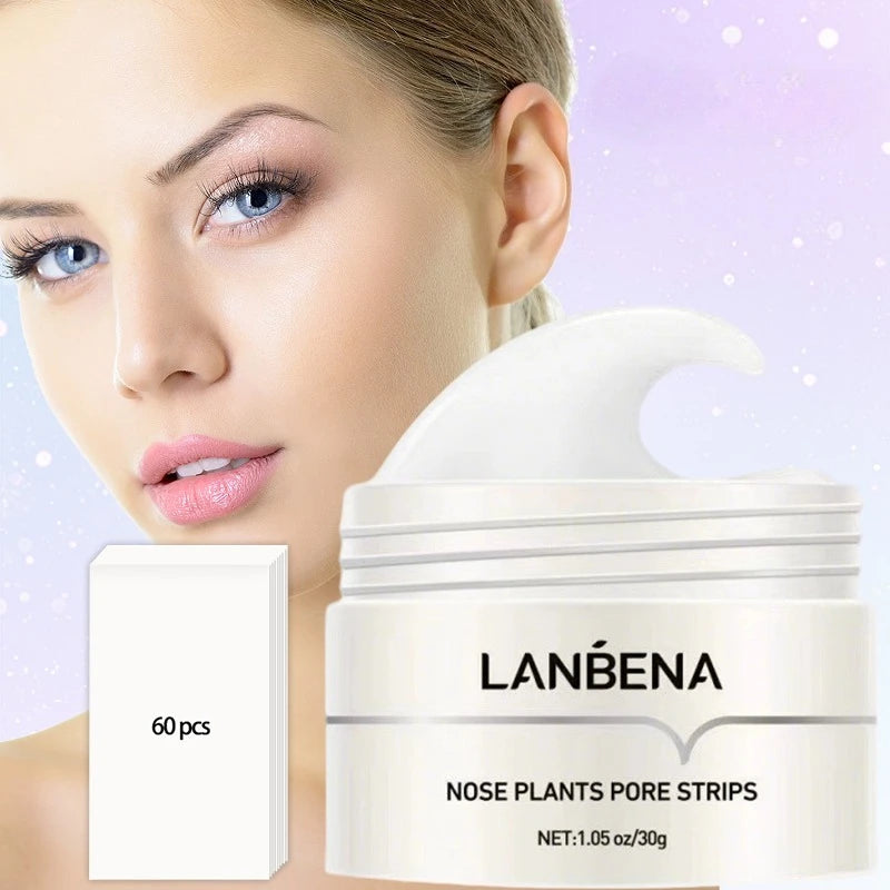 Lanbena removedor de cravo máscara descascável, extrato de aloe vera, tiras de poros de plantas, limpeza profunda, hidratação dos poros, máscara de lama encolhida✨