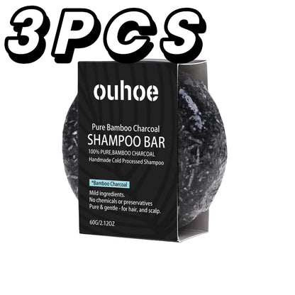 Shampoo de carvão de bambu, sabonete para limpar profundamente o couro cabeludo, criar cabelos escuros e grossos, melhorar a secura do cabelo, nutrir, shampoo de carvão ✨