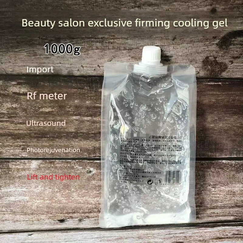 Gel facial e corporal de 1000ml com ácido hialurónico e ultrassons RF para massagem refirmante e lifting, com ação antienvelhecimento.