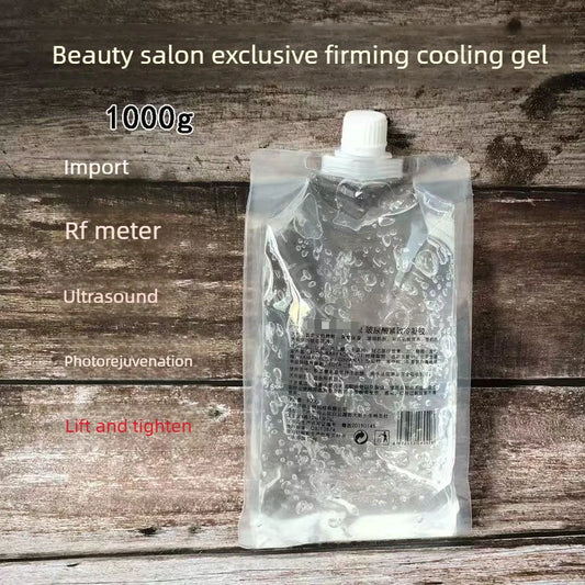 Gel facial e corporal de 1000ml com ácido hialurónico e ultrassons RF para massagem refirmante e lifting, com ação antienvelhecimento.