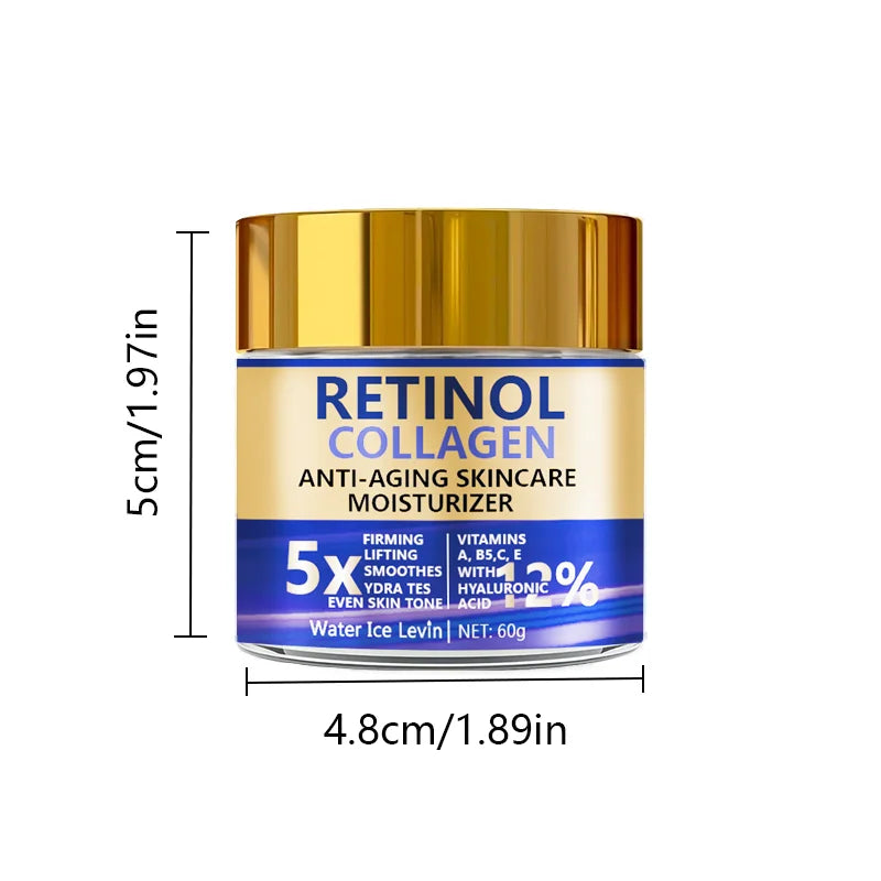 Creme facial de retinol e colágeno 60g, hidratante reafirmante antienvelhecimento com ácido hialurônico, entrega rápida✨
