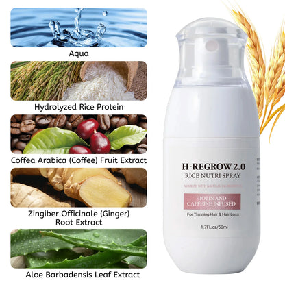Spray de cabelo arroz água forte folículo capilar raiz grossa prevenção de perda nutritivo suavizar o cabelo ajudante spray de cuidados para desbaste de cabelo
✨