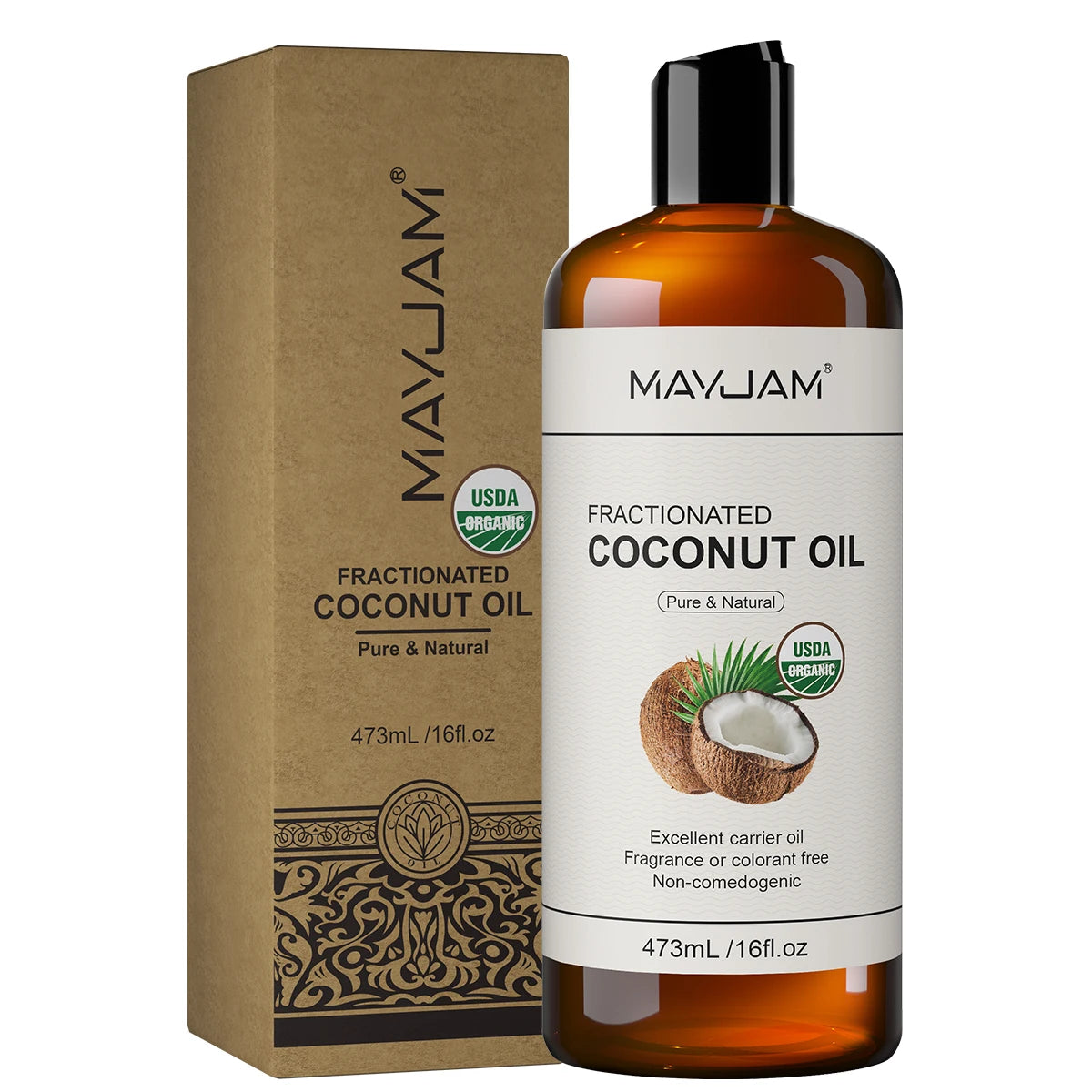 Óleo de coco orgânico USDA para pele, cabelo facial, amêndoa doce prensada a frio, argan marroquino, óleo de semente de girassol para massagem, hidratação