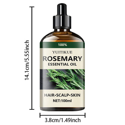 Óleo essencial de alecrim 100% puro, adequado para o cabelo, couro cabeludo e pele, óleo de aromaterapia natural, nutritivo e revitalizante.