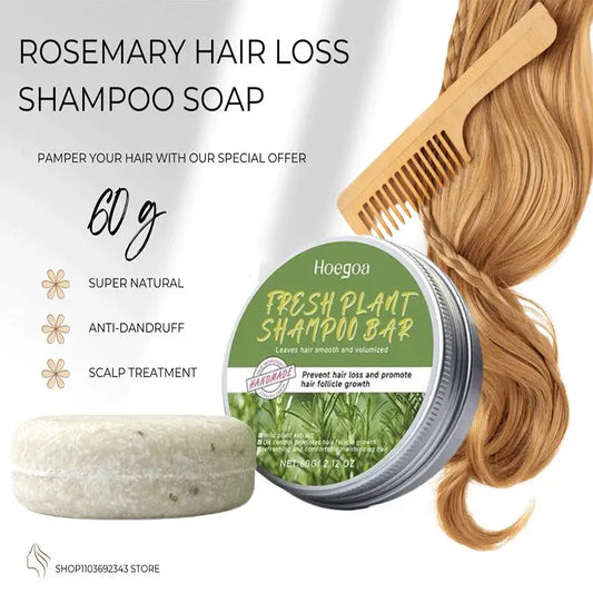 Shampoo para perda de cabelo de alecrim, limpeza profunda para cabelos e massagem no couro cabeludo, fortalece as raízes do cabelo, sabonete de tratamento para cabelos secos e danificados✨