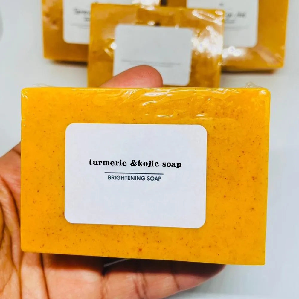 100g de sabonete artesanal de cúrcuma, sabonete de ácido kójico de limão, sabonete facial e de banho