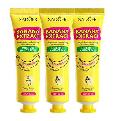 3/5 unidades de Creme para Mãos SADOER Banana Anti-Ressecamento Rachaduras Hidratante Iluminador Reparador para Cuidados com a Pele das Mãos