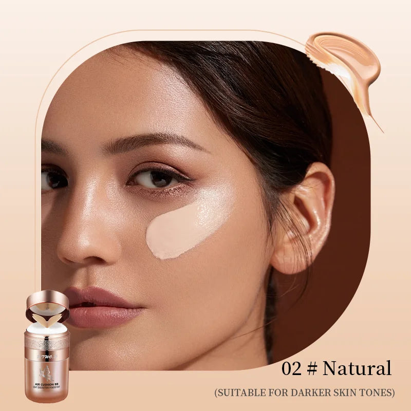 Base BB Cream Air Cushion Hidratante Corretor Branqueador Controlo de Oleosidade À Prova de Água com Esponja em Forma de Borboleta para Pó Maquilhagem Cosmética