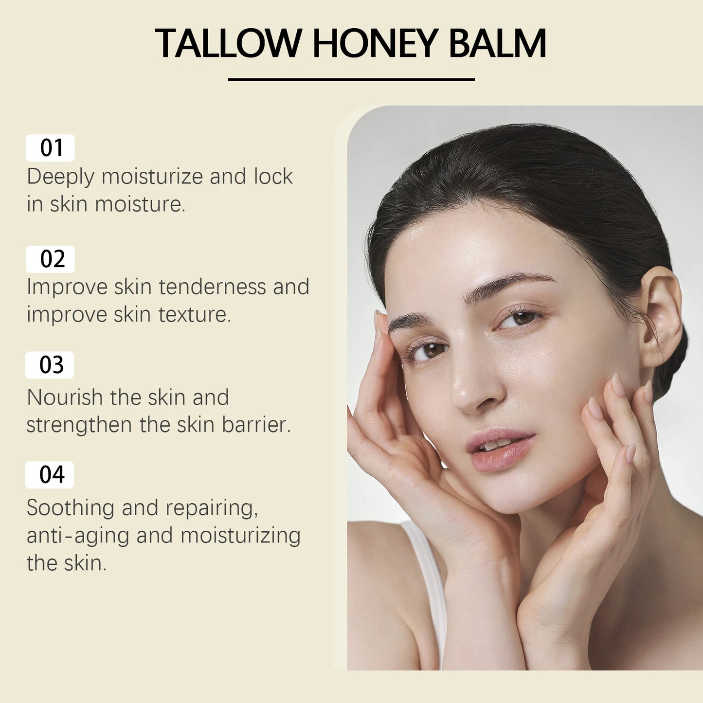Sebo de carne batida e bálsamo de mel, hidratante facial para pele, absorção rápida, grama alimentada com grama, creme facial orgânico acabado, loção corporal ✨