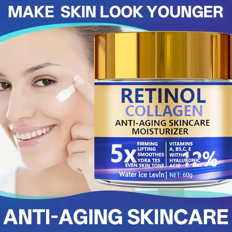 Creme facial de retinol e colágeno 60g, hidratante reafirmante antienvelhecimento com ácido hialurônico, entrega rápida✨