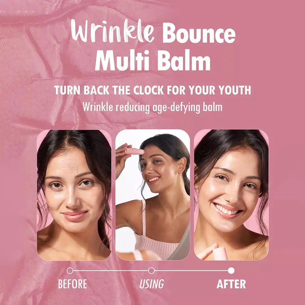 Bálsamo Multiuso Hidratante Facial Wrinkle Bounce para Uso Diário em Bastão, Hidratante Facial, Creme Hidratante para Lábios, Olhos e Pescoço