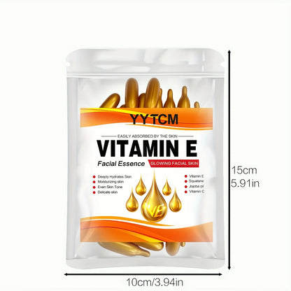 Essência de cápsula hidratante profunda de vitamina E, hidrata e suaviza a pele, contém esqualano à base de plantas, vitamina C, hidratação profunda e essência iluminadora da pele (0,4Gx30 cápsulas)/saco-1 saco🫛✨
