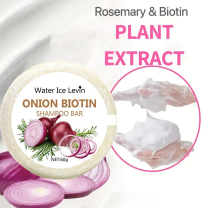 Sabonete Shampoo Cebola e Biotina - 60g, Indicado para Todos os Tipos de Cabelo, Hidratante e Suavizante, Rico em Extrato de Alecrim ✨