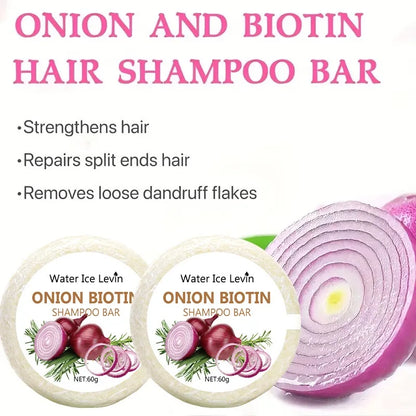 Sabonete Shampoo Cebola e Biotina - 60g, Indicado para Todos os Tipos de Cabelo, Hidratante e Suavizante, Rico em Extrato de Alecrim ✨