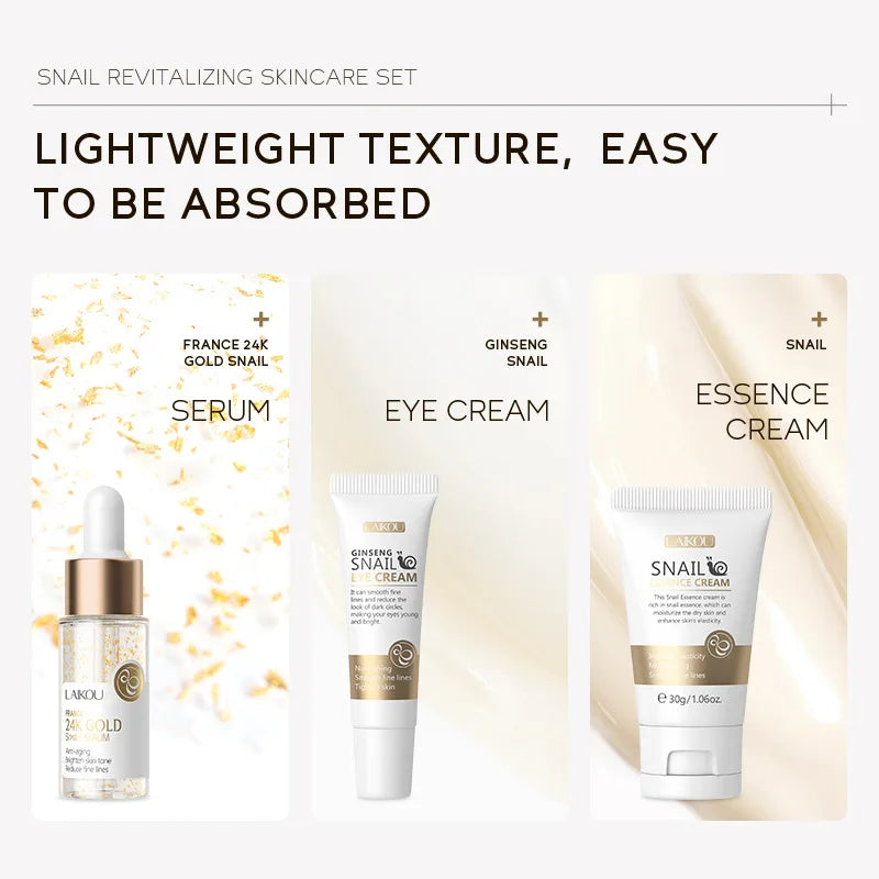 Laikou vitamina c conjuntos de cuidados com a pele 3 pçs creme facial soro creme para os olhos hidratante anti rugas kit de cuidados faciais ✨