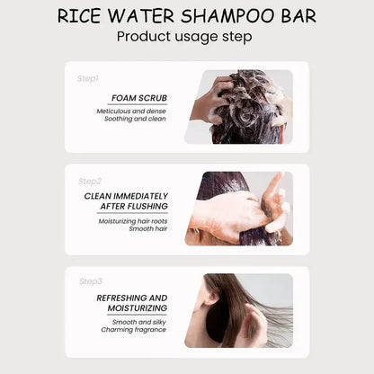 Shampoo de arroz orgânico, sabonete em barra sem óleo, condicionador, proteína de água de arroz, nutritivo, anti-perda, sabonete para crescimento do cabelo✨