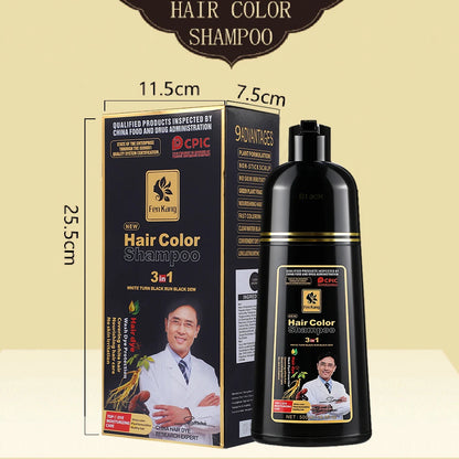 Shampoo tonalizante para cabelos grisalhos 3 em 1, tonalizante preto para cabelos femininos e masculinos, natural, à base de ervas, seguro e nutritivo para os cabelos