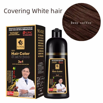 Shampoo tonalizante para cabelos grisalhos 3 em 1, tonalizante preto para cabelos femininos e masculinos, natural, à base de ervas, seguro e nutritivo para os cabelos