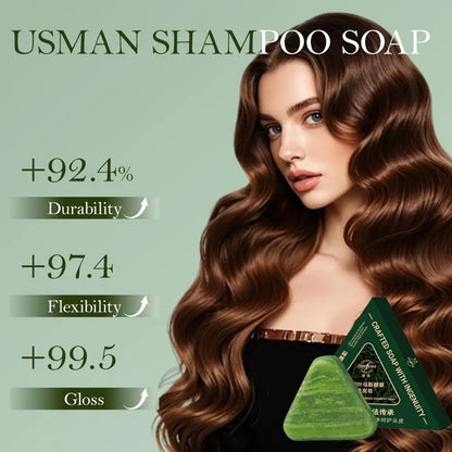 Sabonete Champô Usman Grass com Extrato de Planta de Cipreste e Polygonatum - Limpeza Refrescante, Controlo da Oleosidade e Comichão - 120g