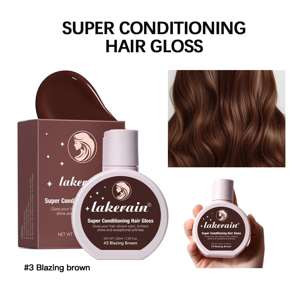 Esmalte de cabelo Super Gloss Color Conditioning Gloss Enxágue Brilho de cabelo semipermanente que melhora a cor Nutrir e reparar fácil ✨