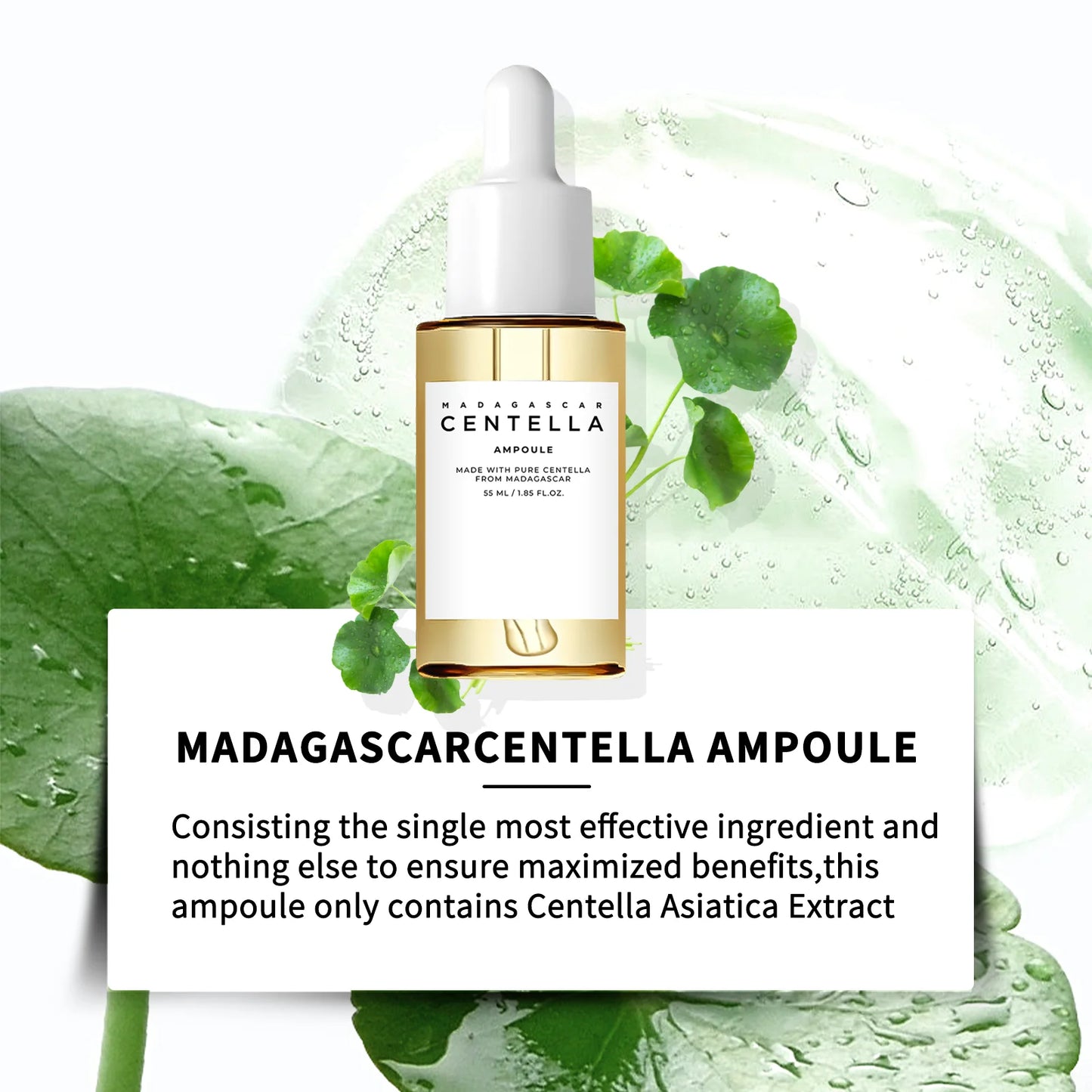Madagascar Centella Asiatica Serum 55ml - Fórmula calmante para pele sensível com suporte para acne e hidratação profunda para o rosto.✨💎🌿