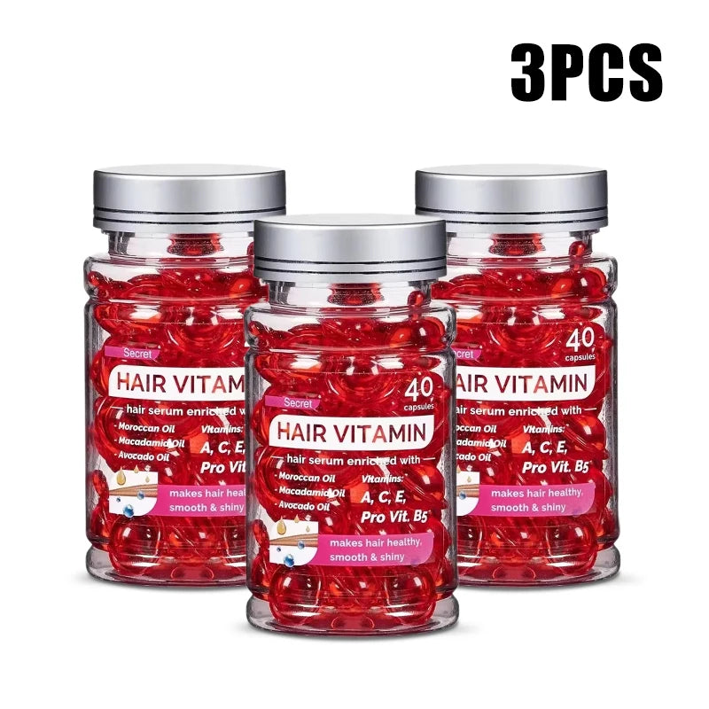 Óleo vitamínico marroquino agam, essência para cuidados com os cabelos, reparação de nutrição danificada, produtos de tratamento para melhoria da divisão do cabelo, 40 cápsulas ✨
