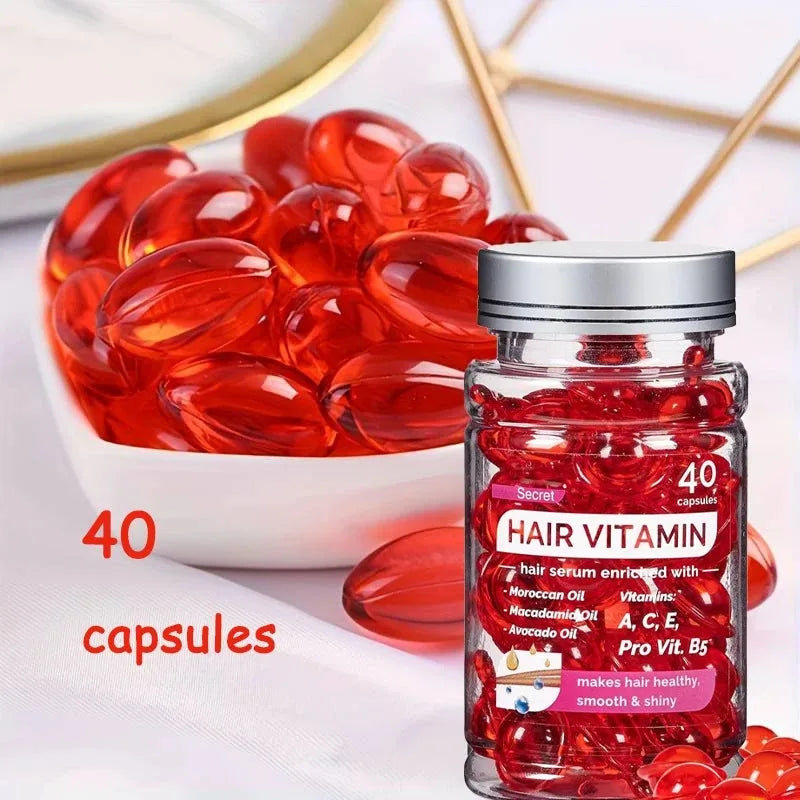 Óleo vitamínico marroquino agam, essência para cuidados com os cabelos, reparação de nutrição danificada, produtos de tratamento para melhoria da divisão do cabelo, 40 cápsulas ✨