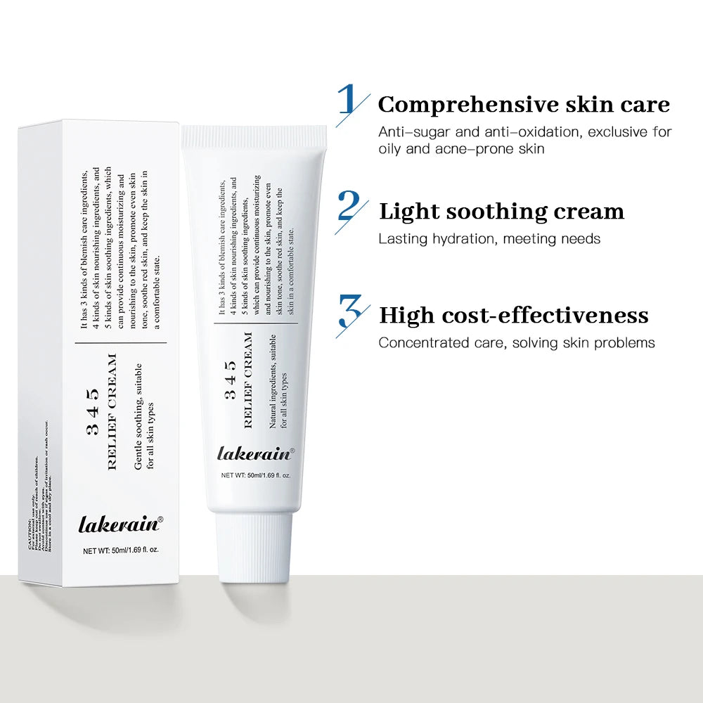 345 Creme Calmante | Hidratante facial diário | Tratamento local || Para todos os tipos de pele