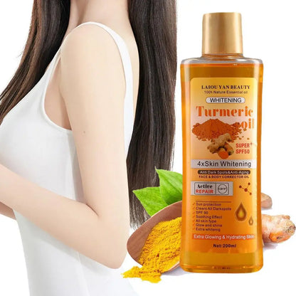 Óleo essencial de cúrcuma e gengibre, 200ml, hidratante profundo, nutritivo e suavizante para o rosto, sérum facial, hidratante para cuidados com a pele.