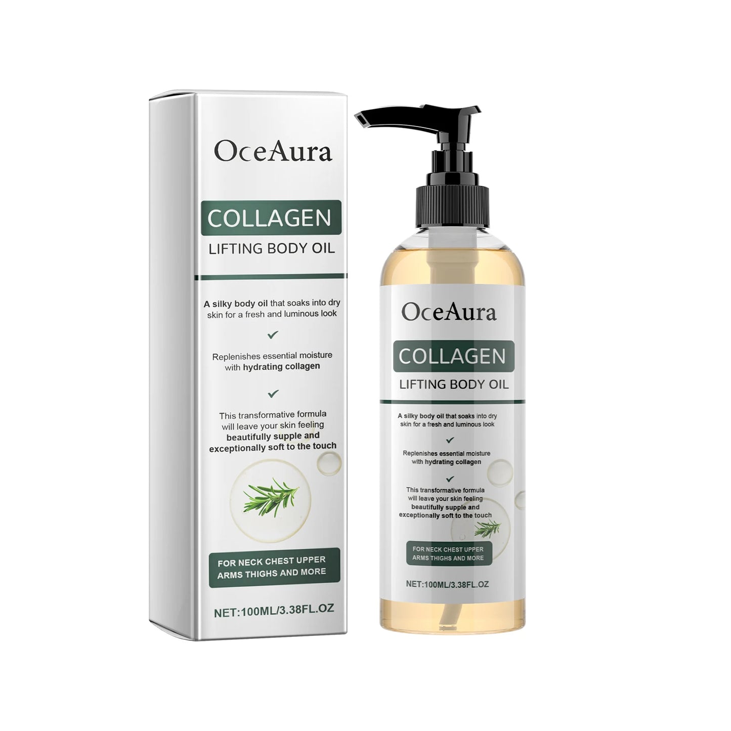 Óleo corporal firmador de colágeno, hidratação profunda, hidratante firmador, braço, barriga e excesso de gordura, óleo essencial de massagem para pele de corpo inteiro, 100ml ✨