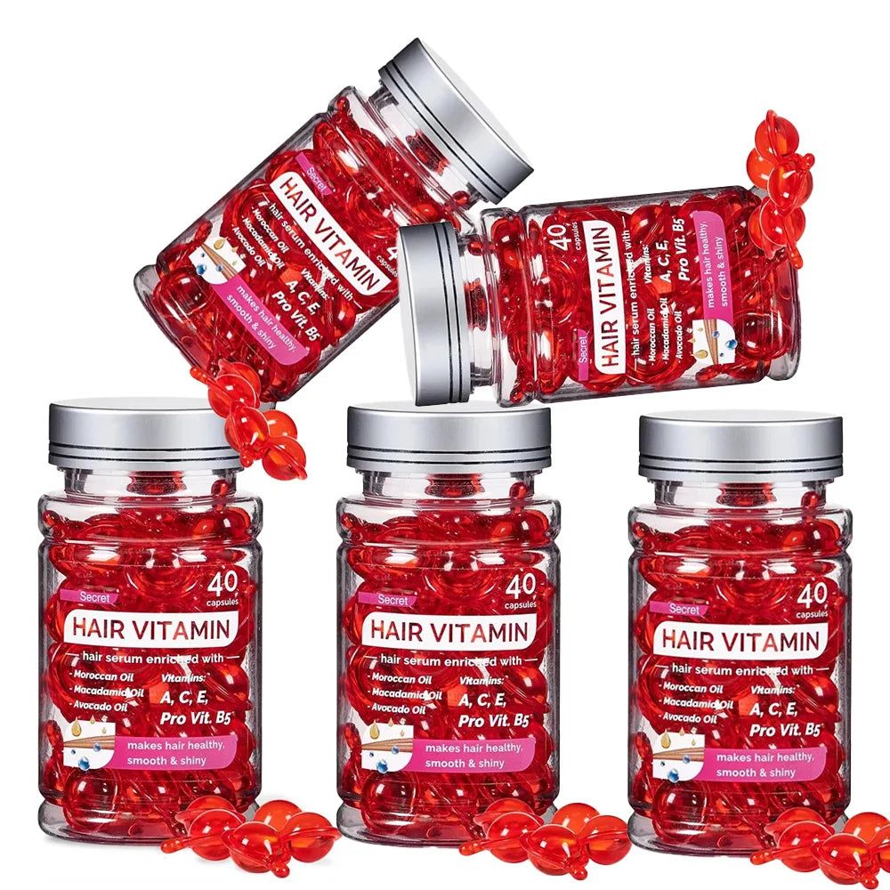 Óleo vitamínico marroquino agam, essência para cuidados com os cabelos, reparação de nutrição danificada, produtos de tratamento para melhoria da divisão do cabelo, 40 cápsulas ✨