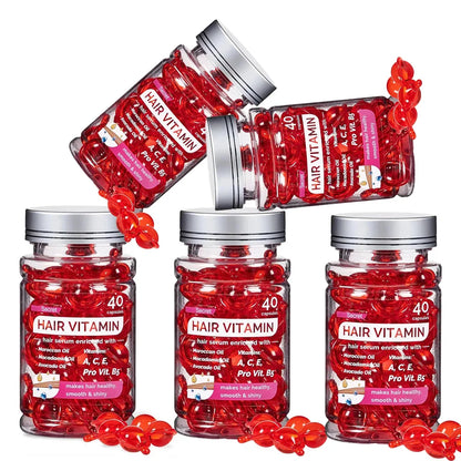 Óleo vitamínico marroquino agam, essência para cuidados com os cabelos, reparação de nutrição danificada, produtos de tratamento para melhoria da divisão do cabelo, 40 cápsulas ✨