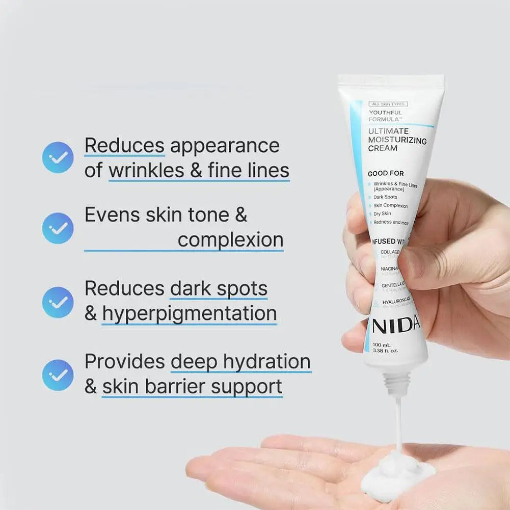 Nida final creme hidratante anti-envelhecimento reparação calmante poro hidratante reparação vermelhidão branqueamento essência cuidados com a pele 🩵✨