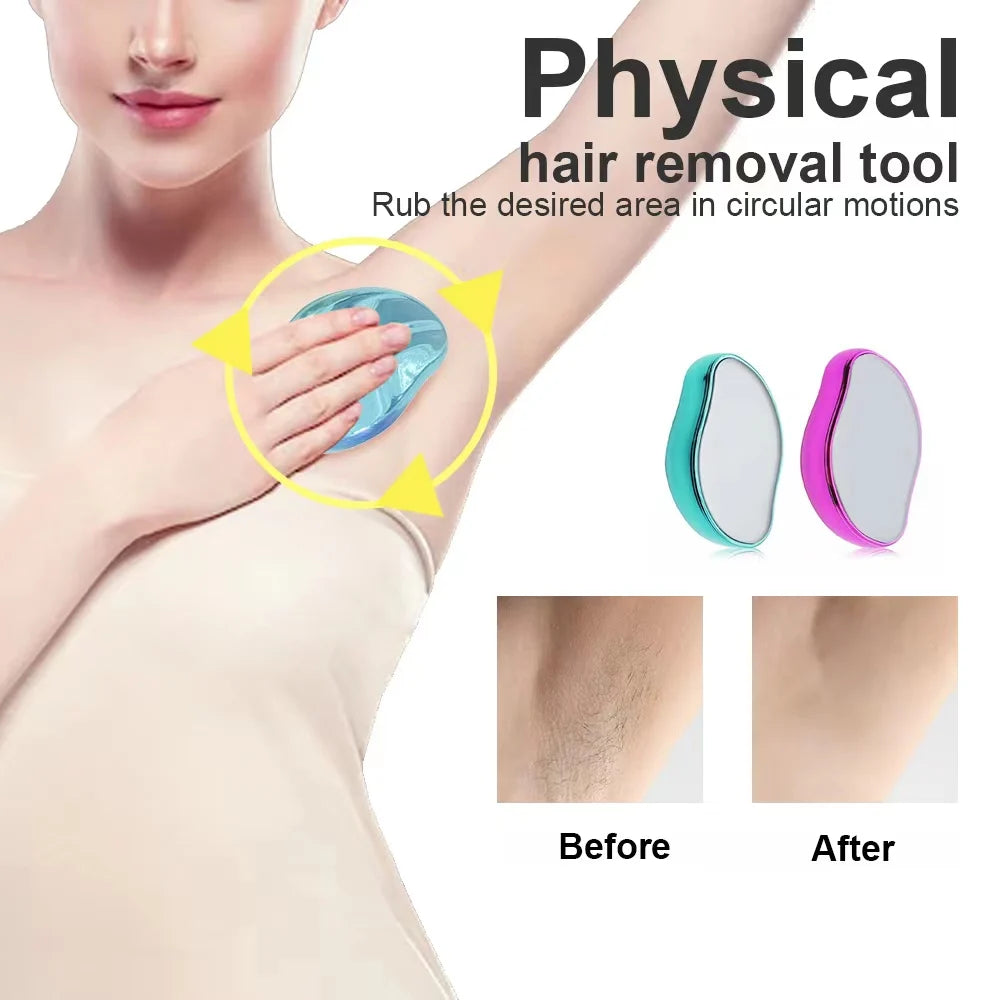 Remoção de pelos depiladores físicos, borracha de cabelo de cristal, seguro, fácil limpeza, reutilizável, corpo suave, ferramentas de depilação de beleza✨