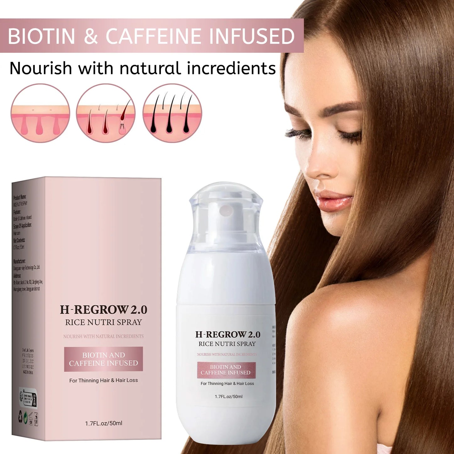 Spray de cabelo arroz água forte folículo capilar raiz grossa prevenção de perda nutritivo suavizar o cabelo ajudante spray de cuidados para desbaste de cabelo
✨