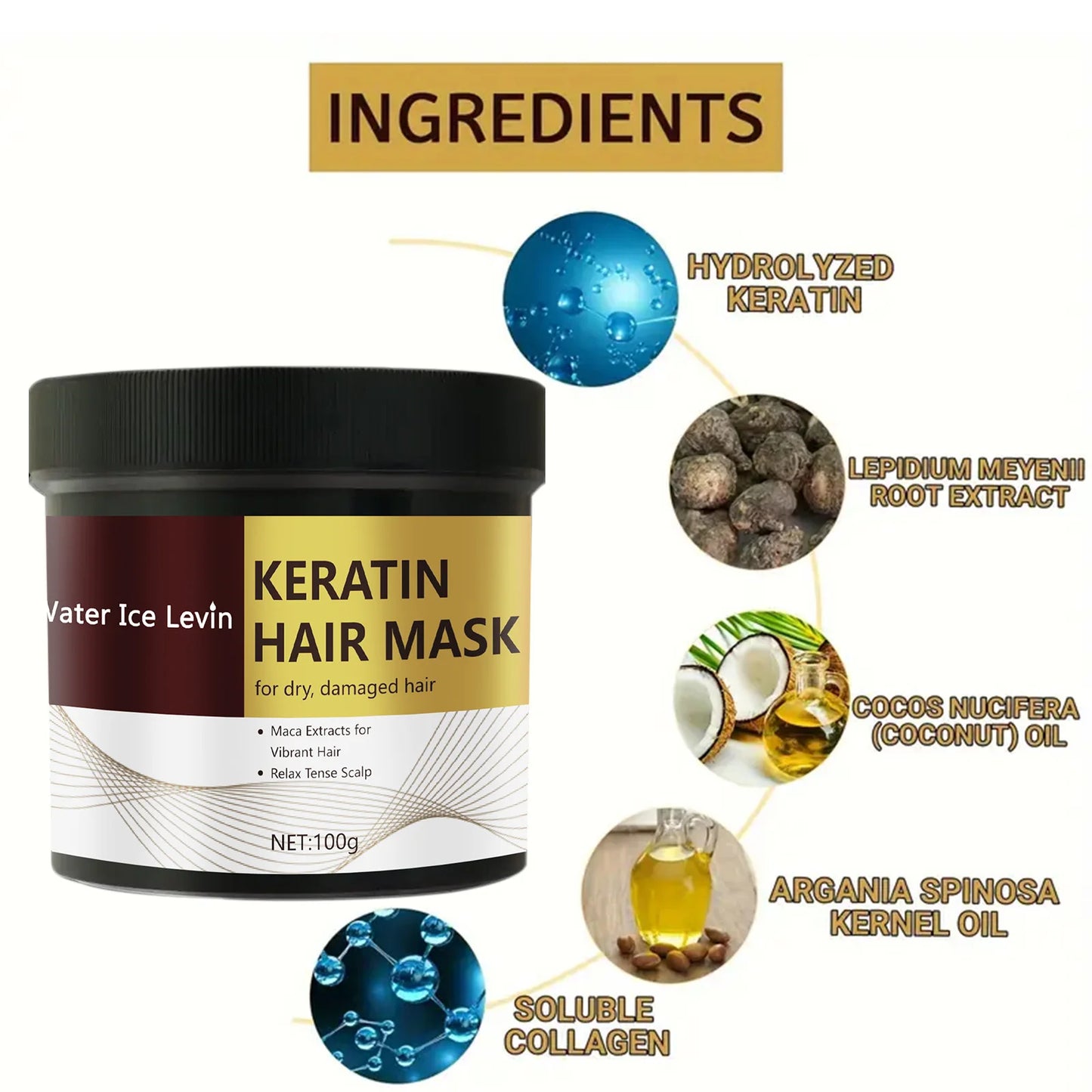 Máscara de cabelo de queratina mágica 5 segundos reparação rápida danificado cabelo crespo macio suave brilhante alisamento hidratação profunda cuidados com o cabelo ✨🌟
