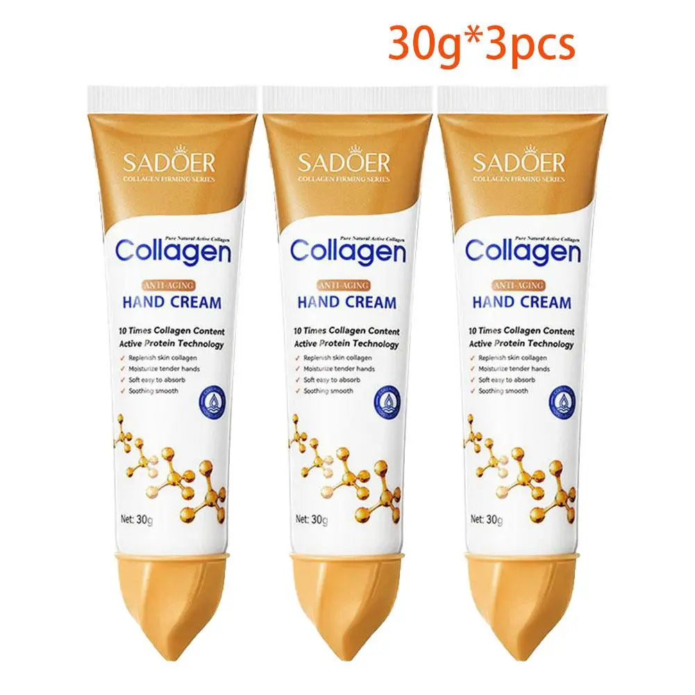 3pcs * 30g Colágeno Creme para as Mãos Suavizar a Pele Nutrir Hidratante Coreano Cuidados com a Pele Produtos de Reparação Rachada ✨