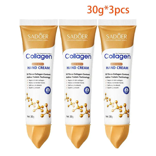 3pcs * 30g Colágeno Creme para as Mãos Suavizar a Pele Nutrir Hidratante Coreano Cuidados com a Pele Produtos de Reparação Rachada ✨