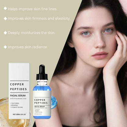 Copper Peptide Serum Anti Wrinkle Remover Antioxidant Tighten Skin Barrier Repair Deep Hydration Hyaluronic Acid Face Serum 30ml ✨