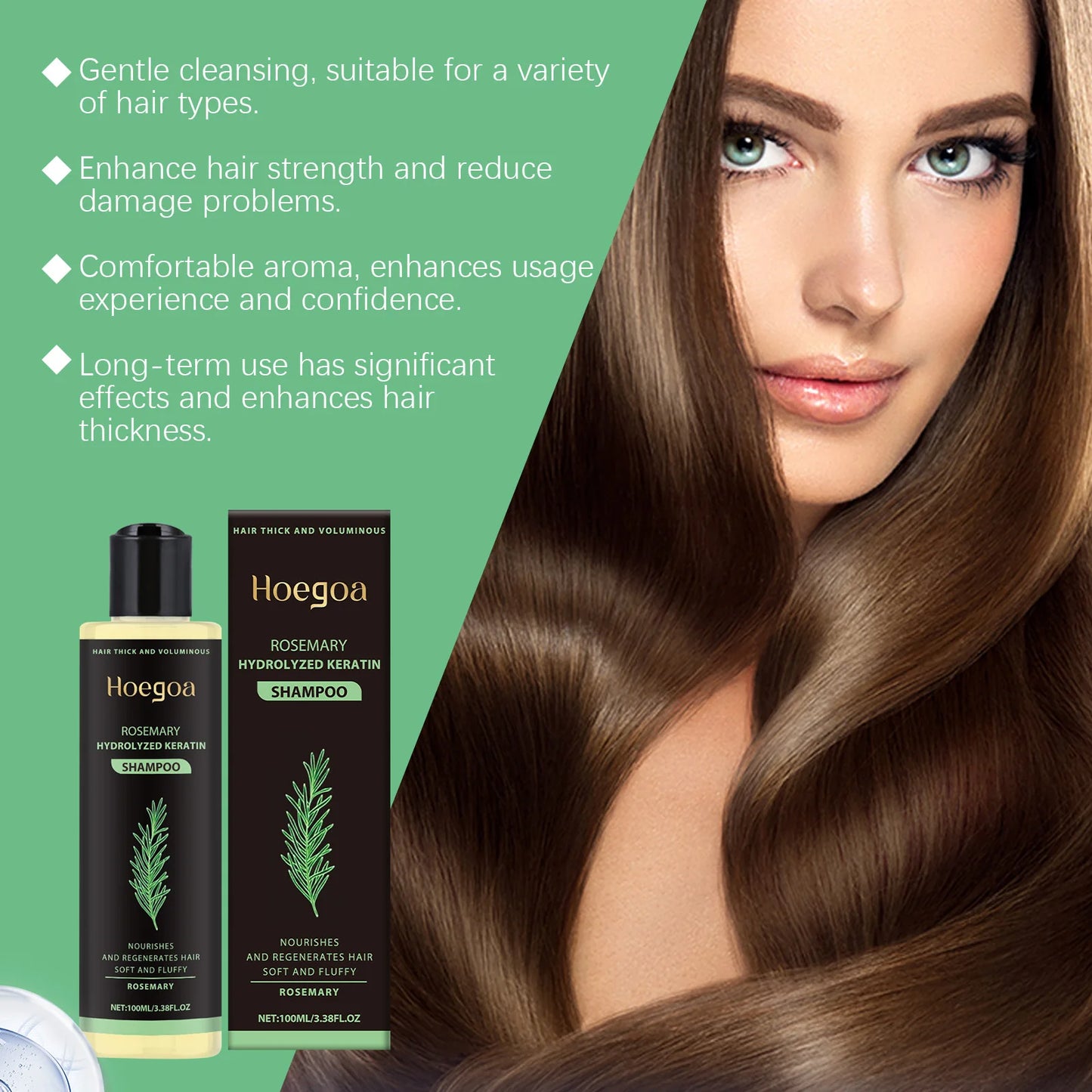 Champô para crescimento capilar com alecrim (3 unidades), espessante, com queratina hidrolisada, repara o cabelo seco, frisado e danificado, hidrata e limpa o couro cabeludo.